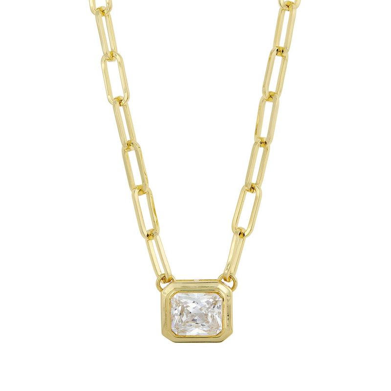 Savvy Cie Silver Cz Statement Necklace